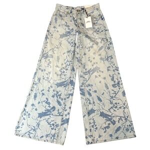 BDG Urban Outfitters Low A-Wide Floral Print Jeans Blue Women 25 Fits 28x31 NEW